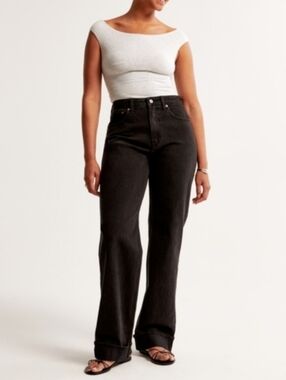 Abercrombie Curve Love 90s Relaxed Jean Raw Hem 27s